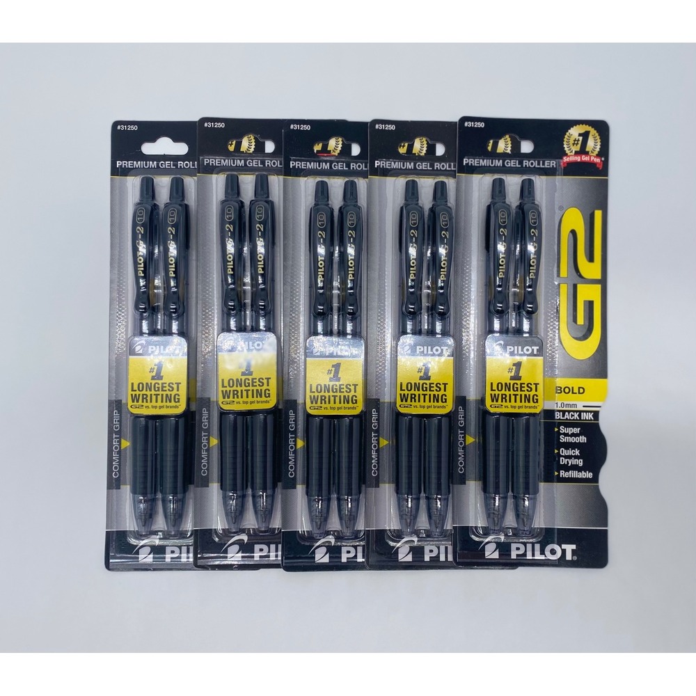 Pilot G2 Premium Gel Roller Pens 10 Count Bold 1.0mm Black Ink Retractable